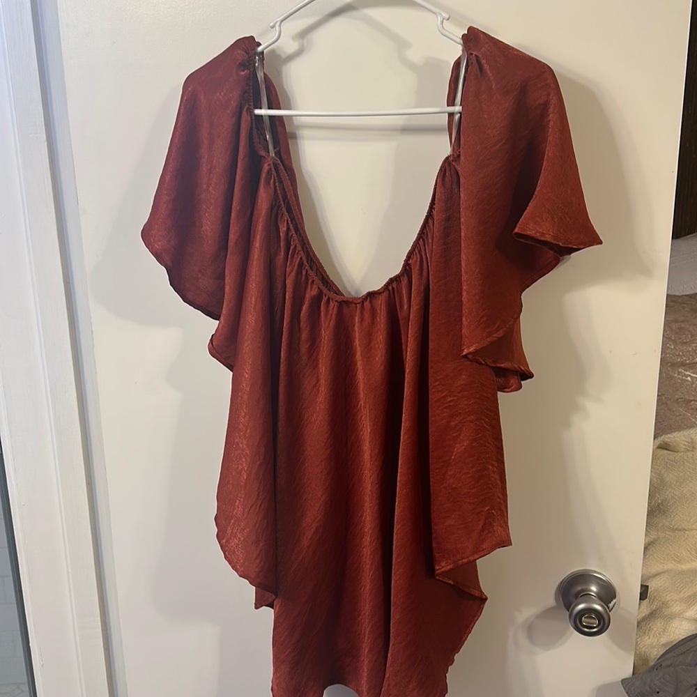 Noa Elle Burnt Orange Off the Shoulder Top